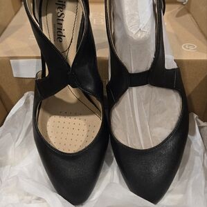 Life Stride Black Heels with Cut-Out Design